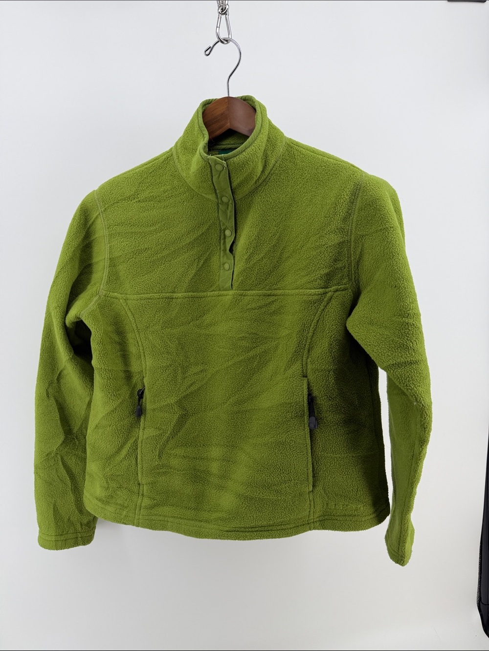 Vintage LL. Bean Ladies Lime Green Fleece Zip-Up Pullover